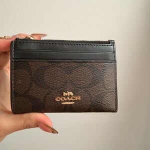 Coach Signature Brown and Black Card Holder